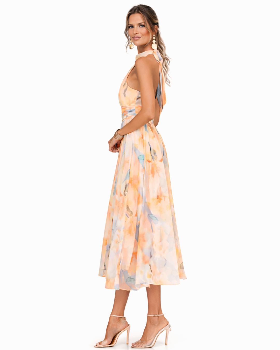 Concetta | Watercolor Halter Maxi Dress