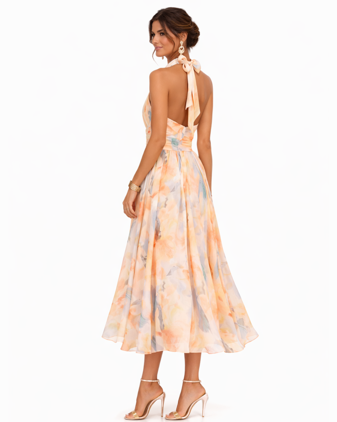 Concetta | Watercolor Halter Maxi Dress