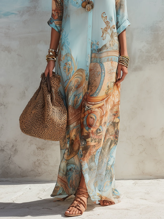 Andrea - Button-Front Maxi Shirt Dress