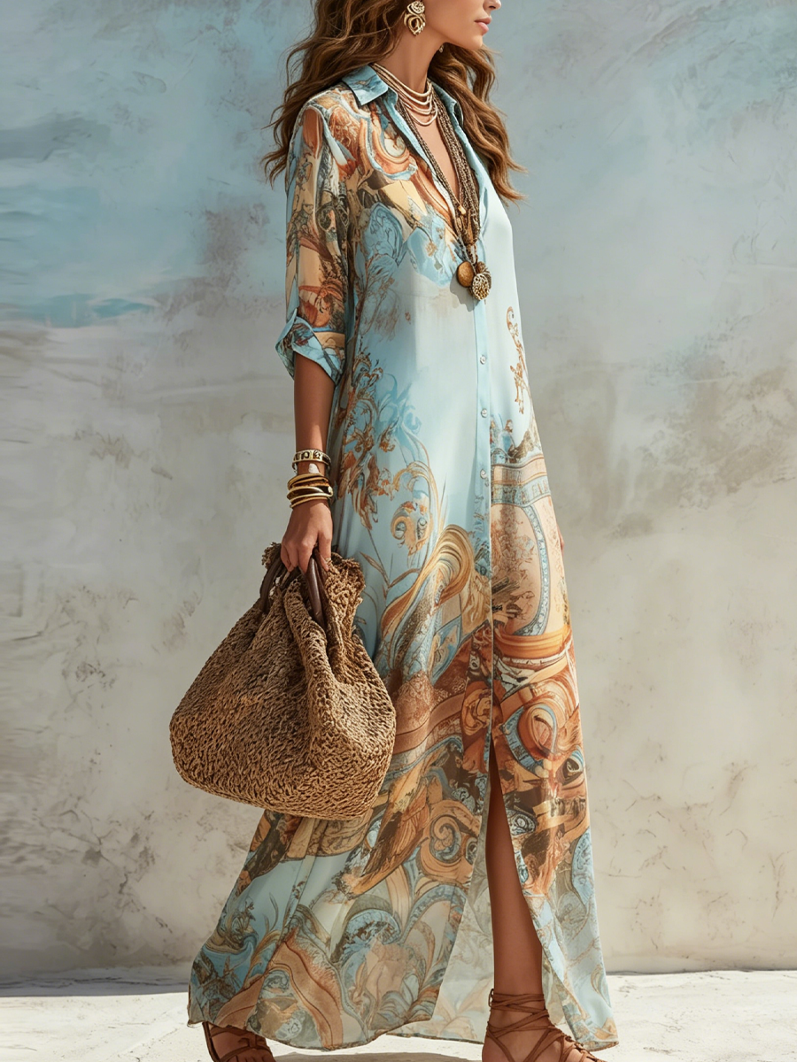 Andrea | Button-Front Maxi Shirt Dress