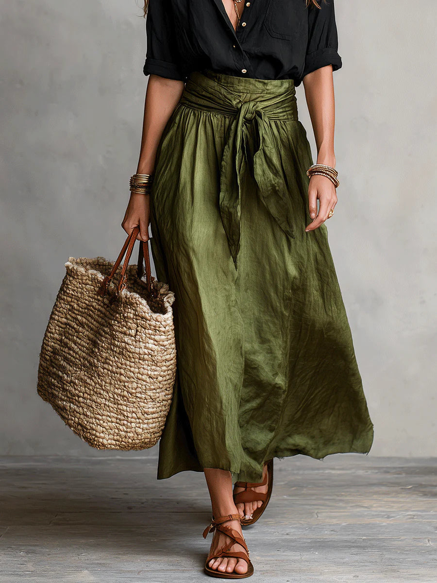 Alina | Elegant Two-Piece Set: Black Top and Midi Skirt