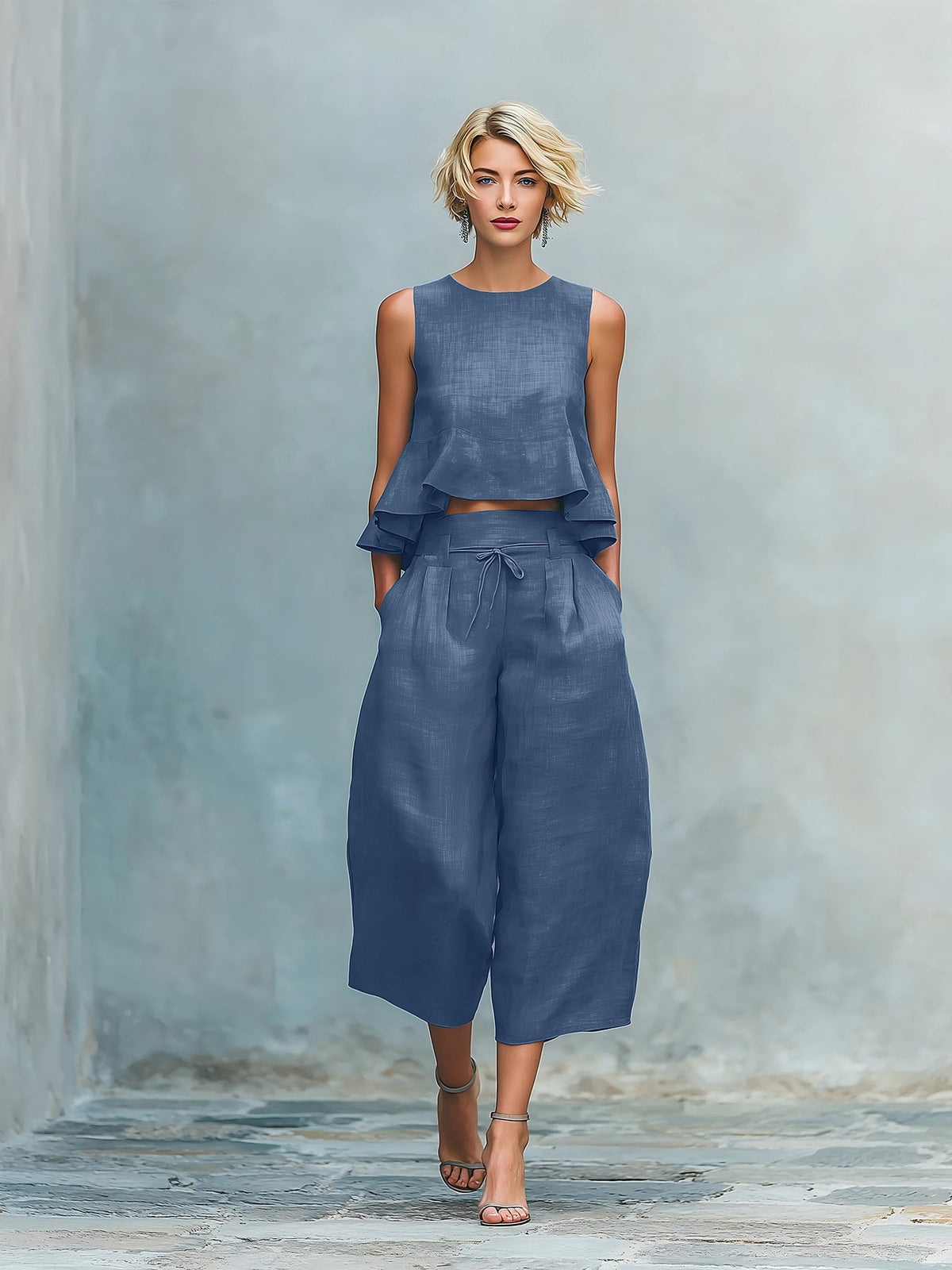 Alina | Gathered-Hem Two-Piece Set