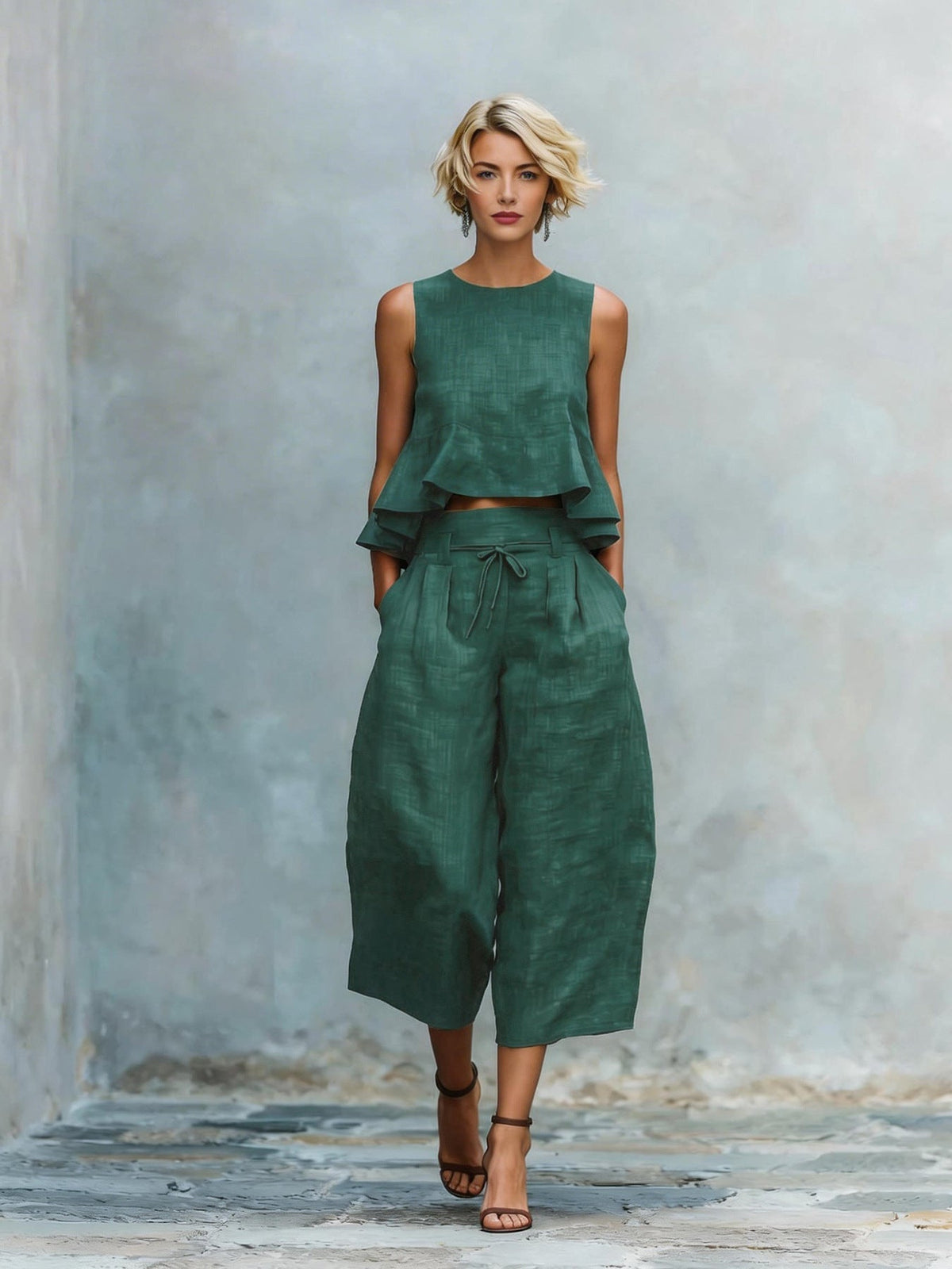 Alina | Gathered-Hem Two-Piece Set