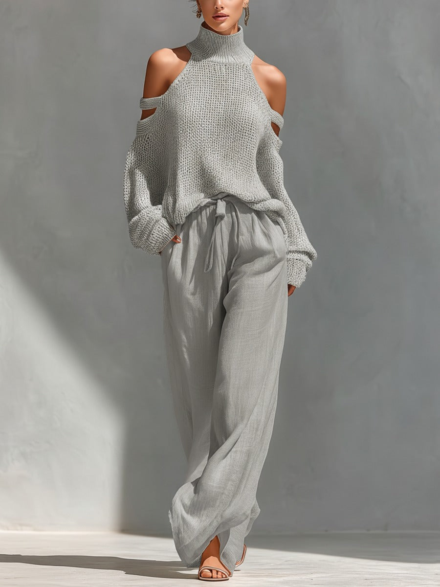 Alina | Knitted Top and Wide-Leg Trouser Set