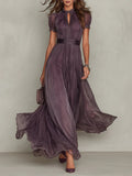 Alina | Purple Lace-Trim Chiffon Maxi Dress