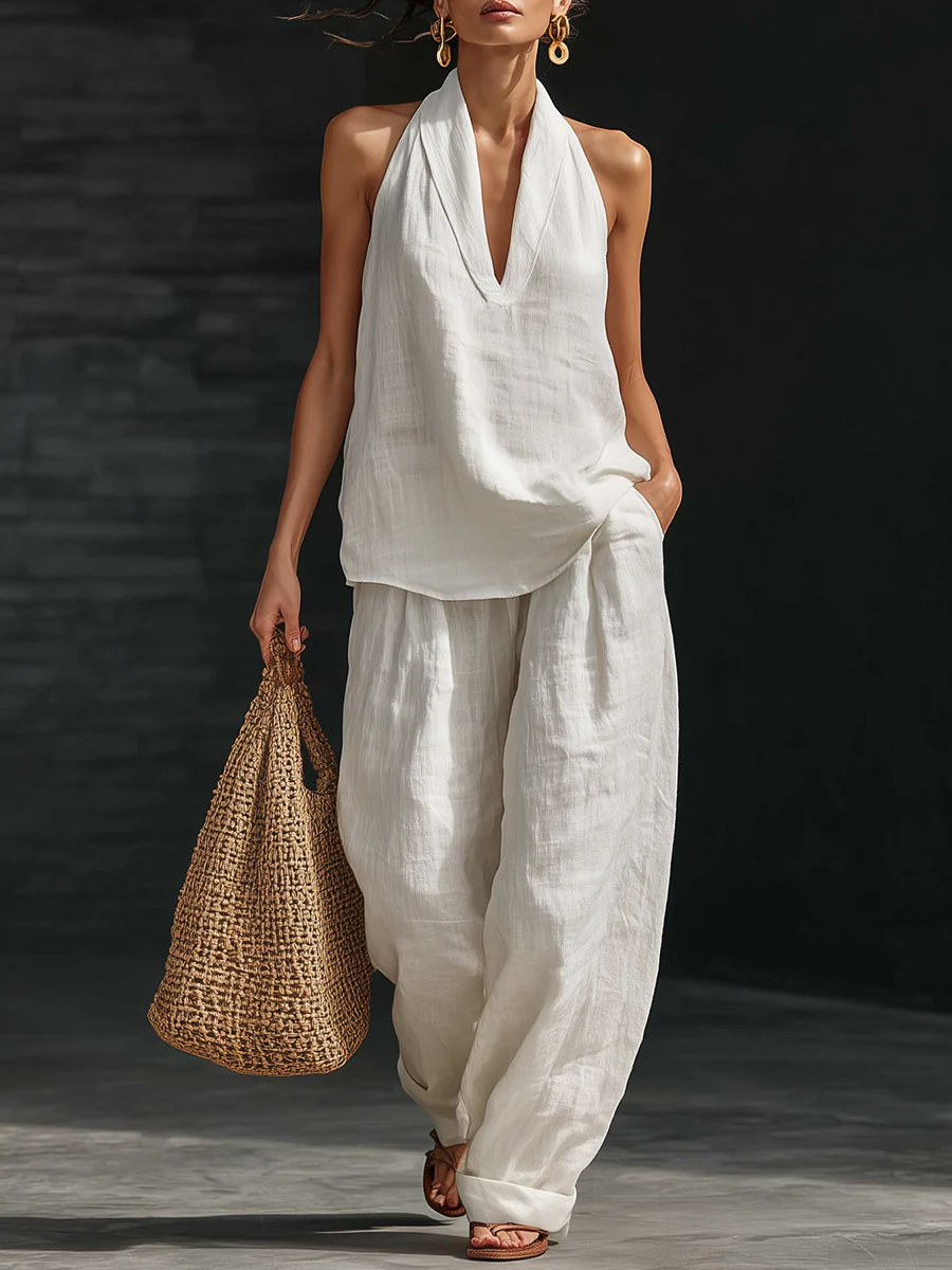 Alina | Sleeveless Top and Wide-Leg Trouser Set