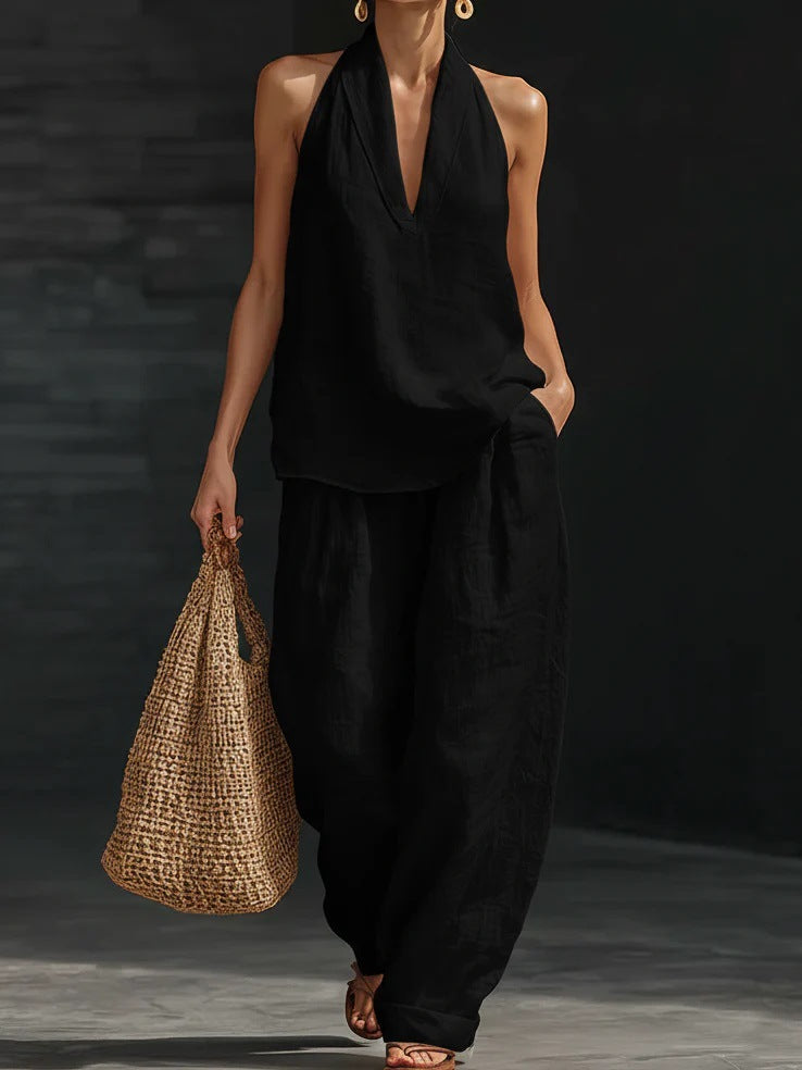 Alina | Sleeveless Top and Wide-Leg Trouser Set