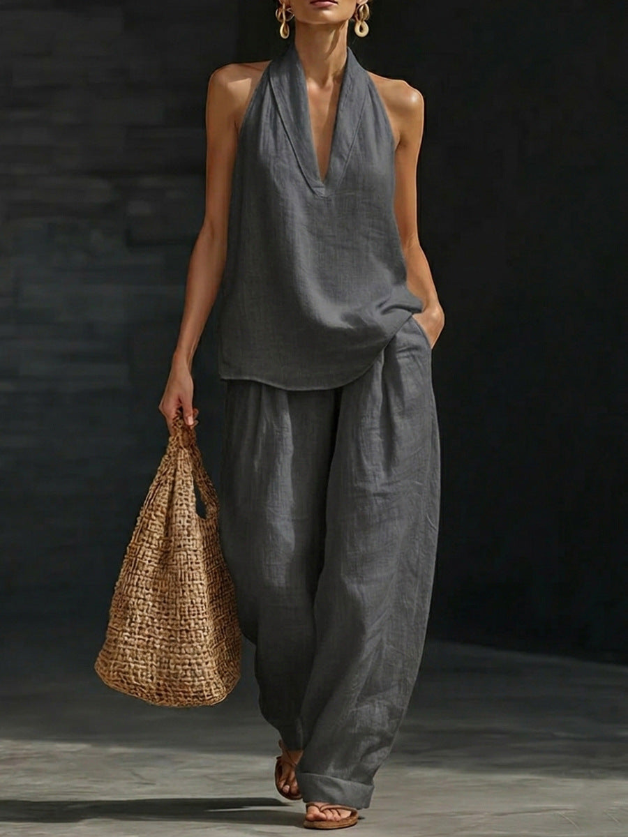 Alina | Sleeveless Top and Wide-Leg Trouser Set