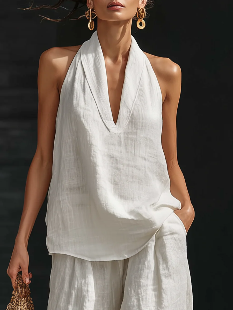 Alina | Sleeveless Top and Wide-Leg Trouser Set
