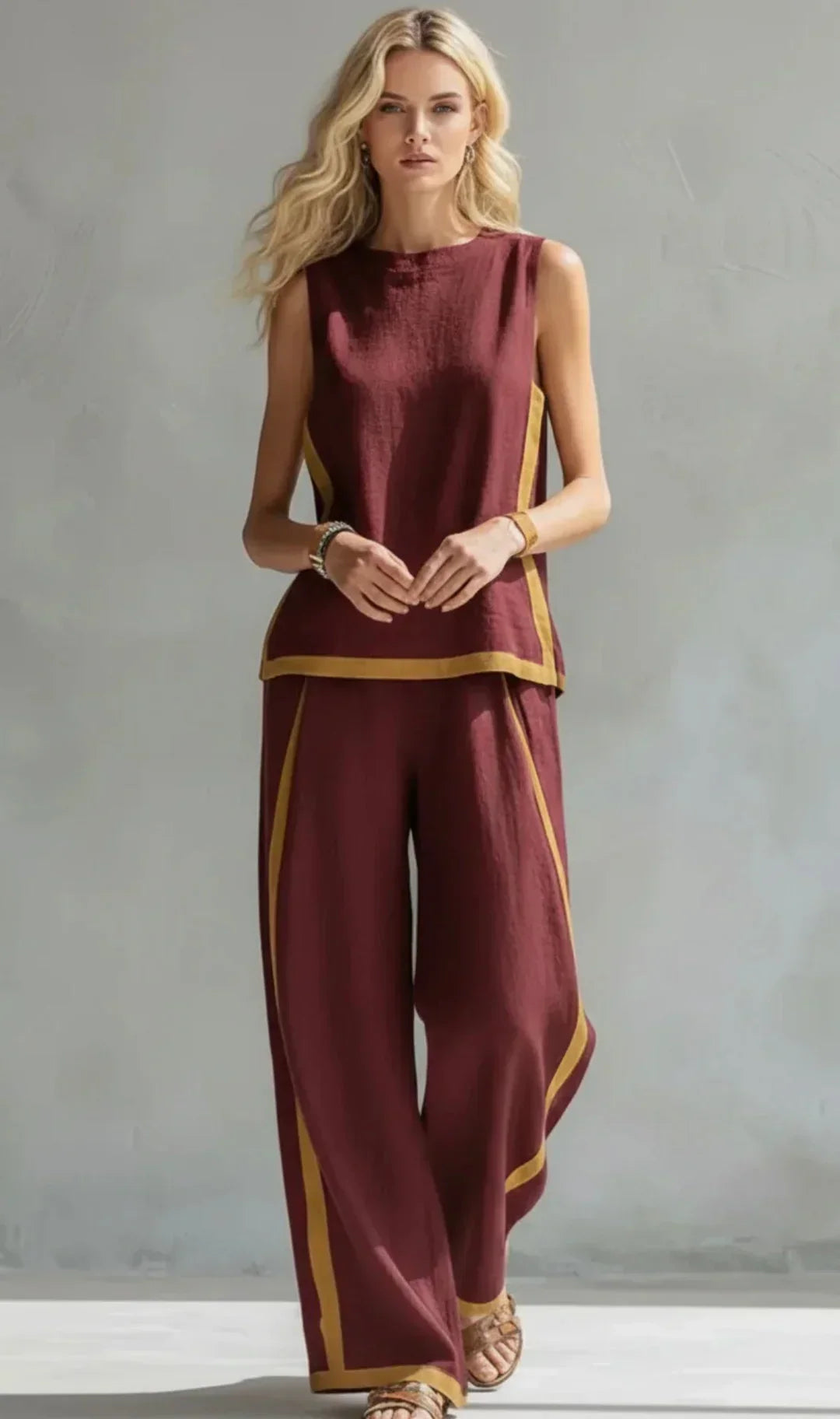 Alina | Two-Tone Trim Waistcoat and Trouser Set