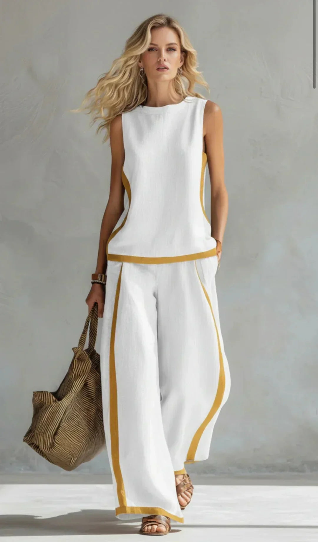 Alina | Two-Tone Trim Waistcoat and Trouser Set