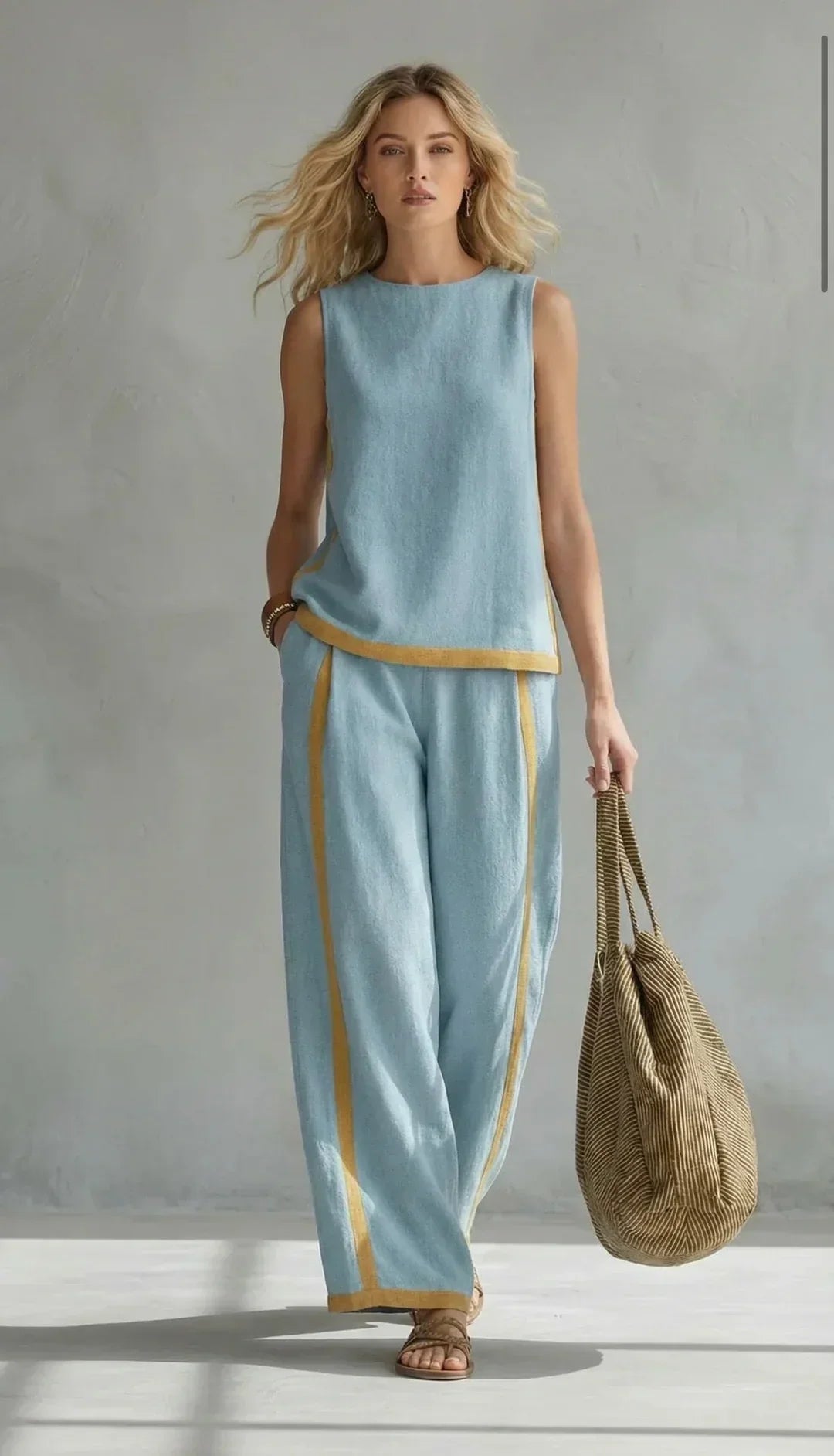 Alina | Two-Tone Trim Waistcoat and Trouser Set
