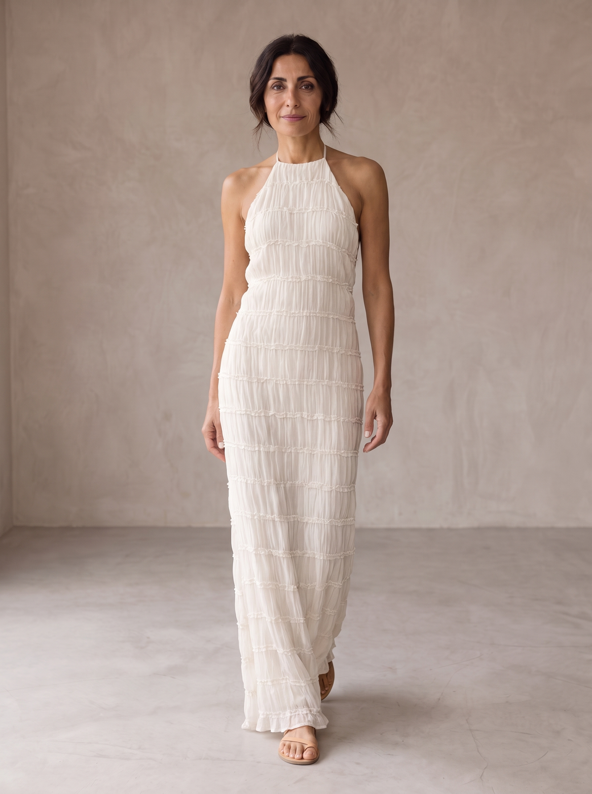 Angela | Halter Maxi Dress with Tiered Ruffles