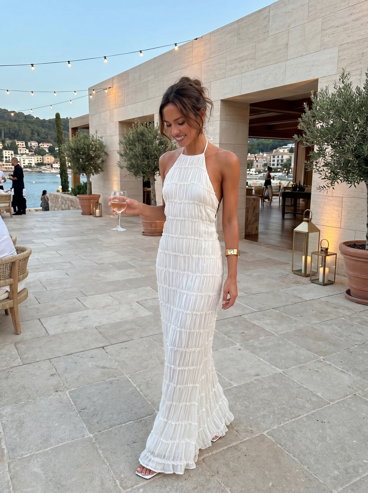 Angela | Halter Maxi Dress with Tiered Ruffles