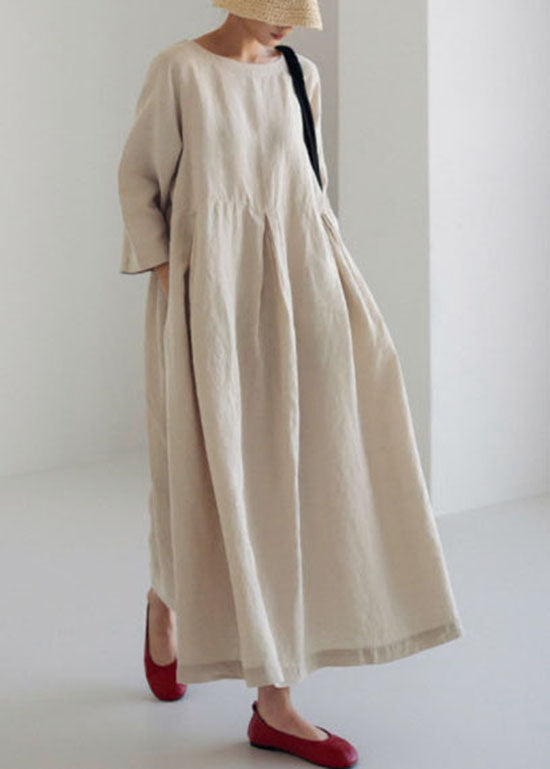 Apricot | Cotton Dresses Pockets Patchwork Spring