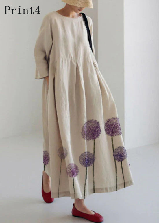 Apricot | Cotton Dresses Pockets Patchwork Spring