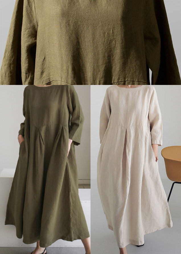 Apricot | Cotton Dresses Pockets Patchwork Spring