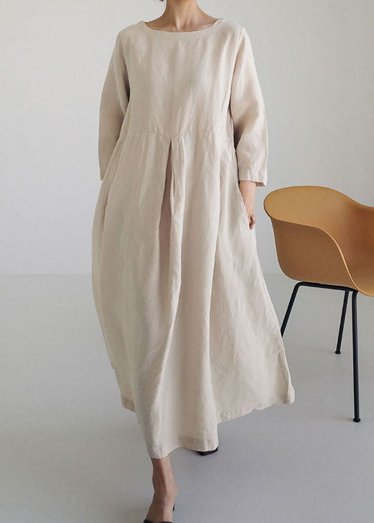 Apricot | Cotton Dresses Pockets Patchwork Spring