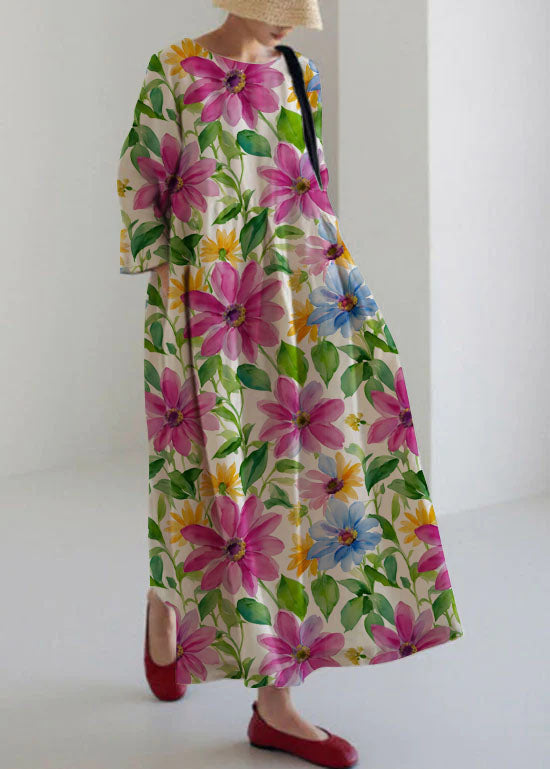 Apricot | Cotton Dresses Pockets Patchwork Spring