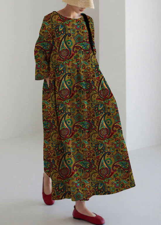 Apricot | Cotton Dresses Pockets Patchwork Spring