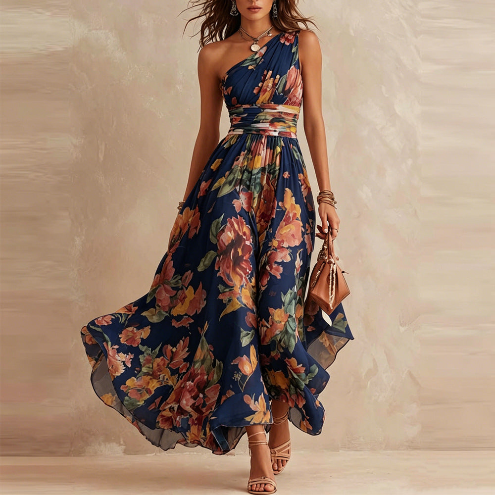Aurora | One-Shoulder Floral Chiffon Maxi Dress