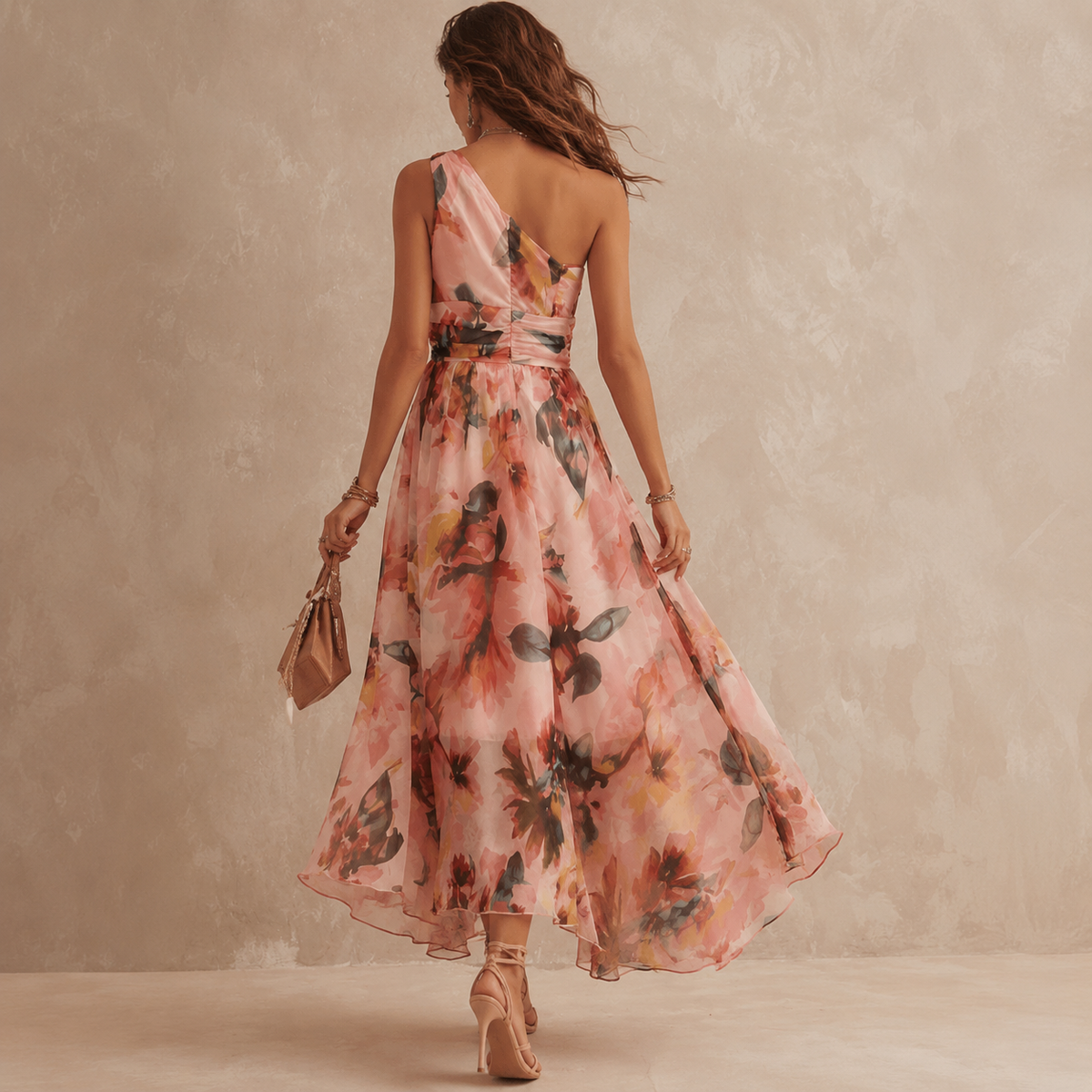 Aurora | One-Shoulder Floral Chiffon Maxi Dress
