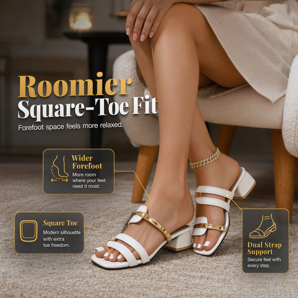 Avril | Wide Heel Square Toe Sandals