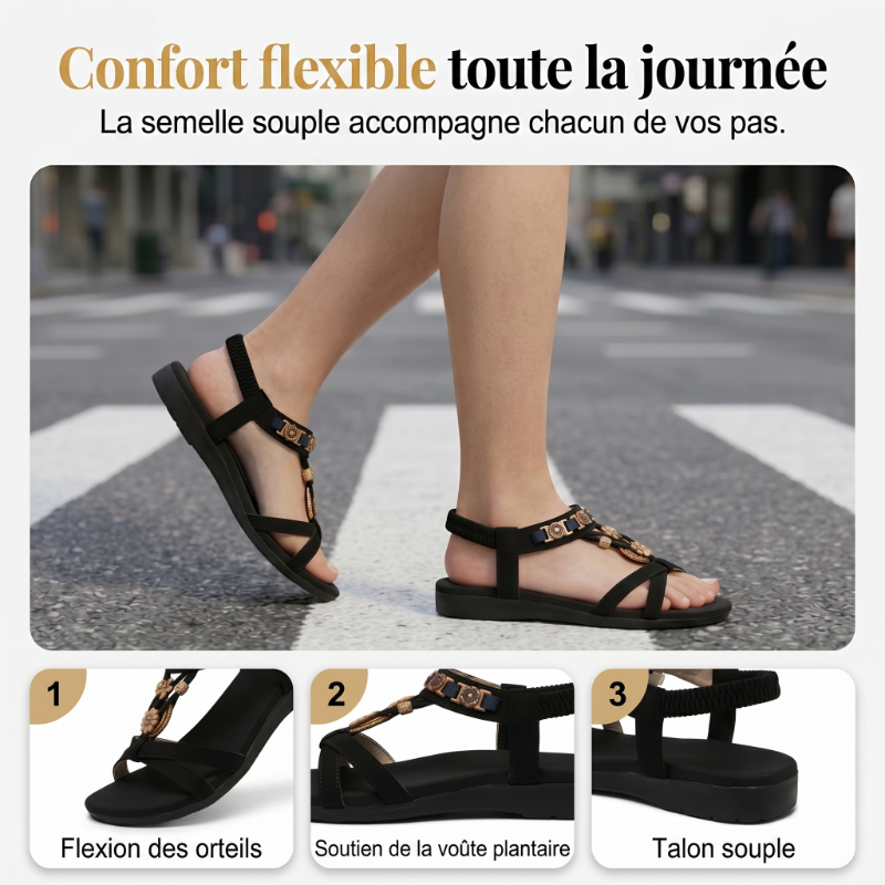 Belinda | Breathable Flat Sandals with Rounded Toe for Women