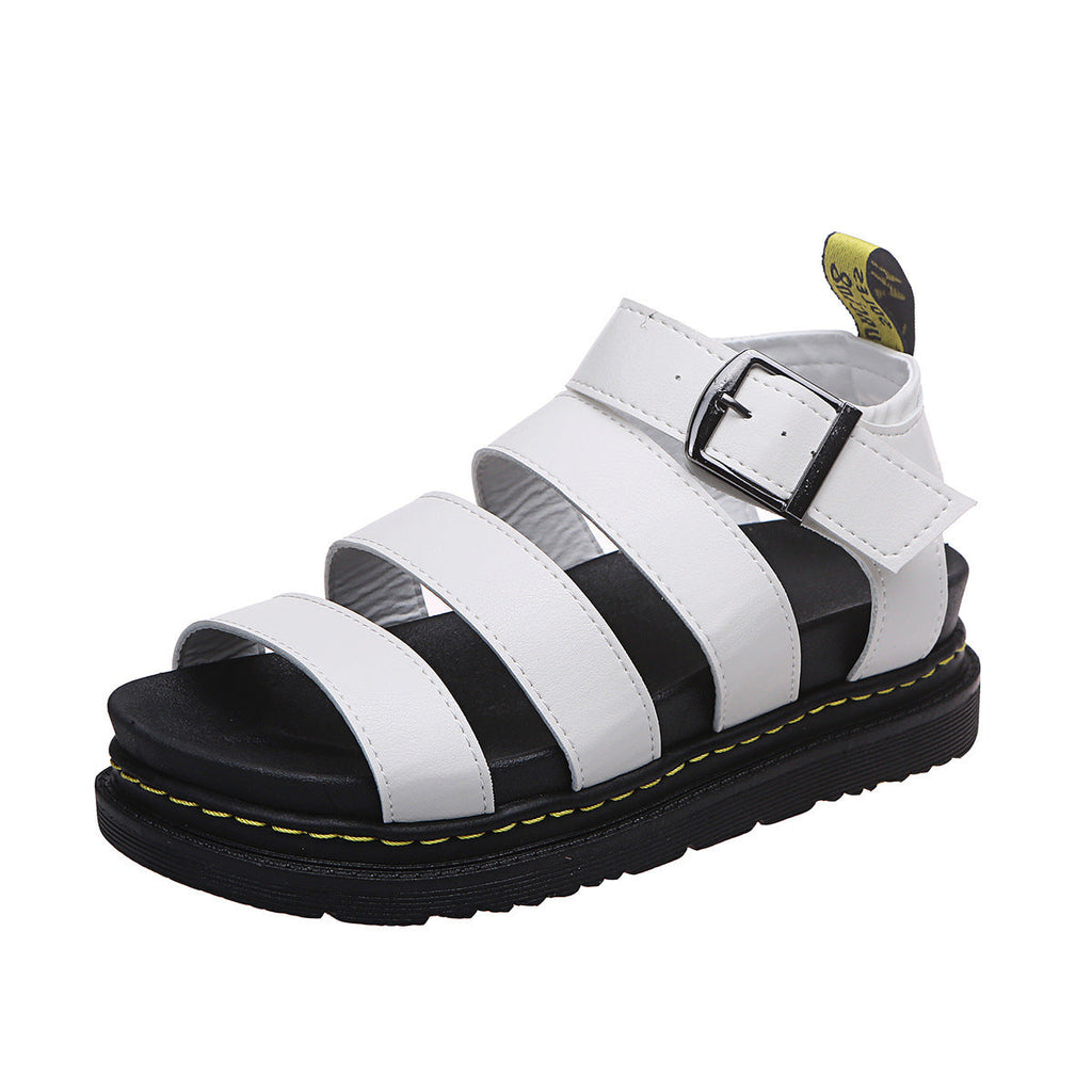 Blanche | Women's Platform Flat Sandals, Contrast Welt Stitching