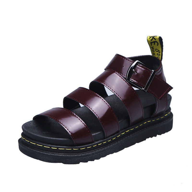 Blanche | Women's Platform Flat Sandals, Contrast Welt Stitching