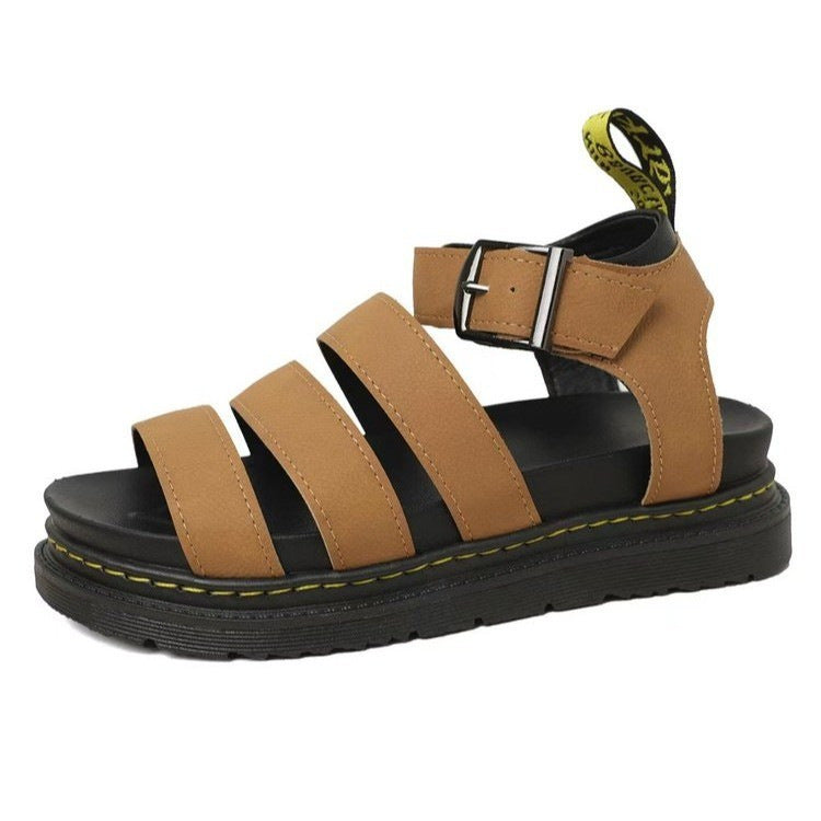 Blanche | Women's Platform Flat Sandals, Contrast Welt Stitching