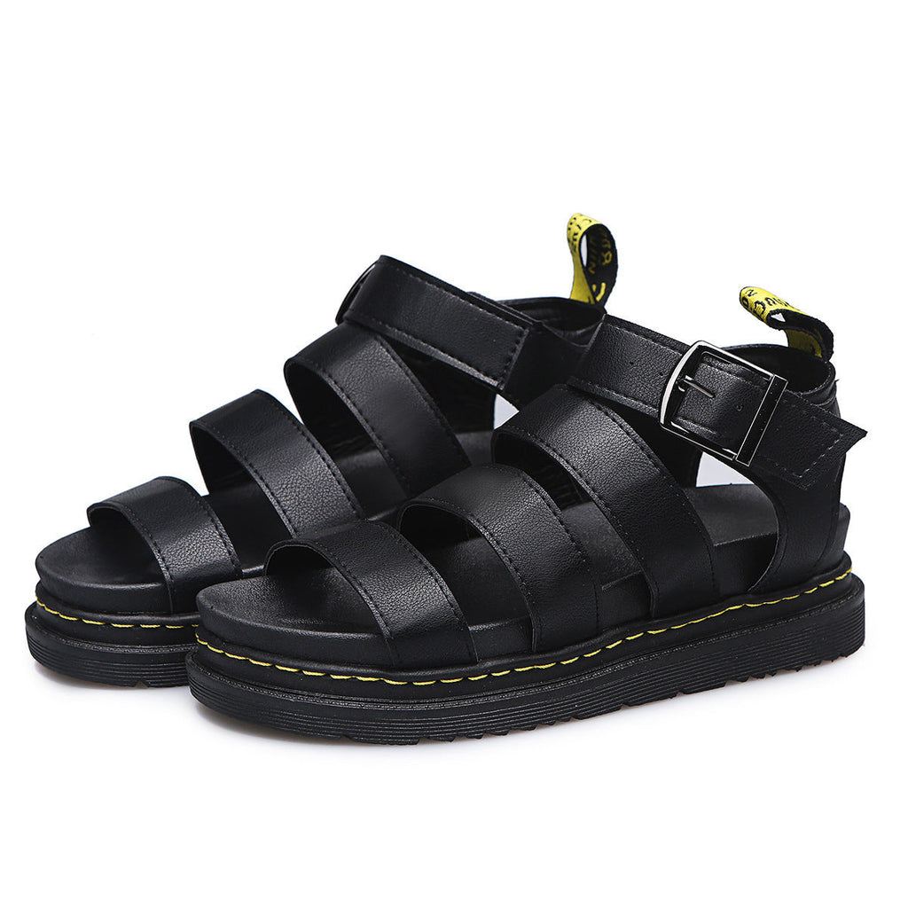 Blanche | Women's Platform Flat Sandals, Contrast Welt Stitching