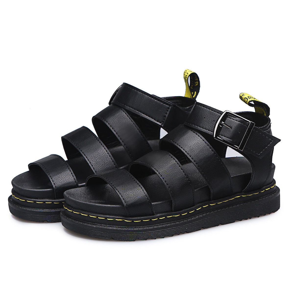 Blanche | Women's Platform Flat Sandals, Contrast Welt Stitching