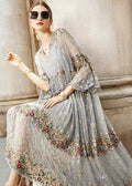 Boutique | Grey V Neck Embroideried Lace Tulle Dresses Two Pieces Set Spring