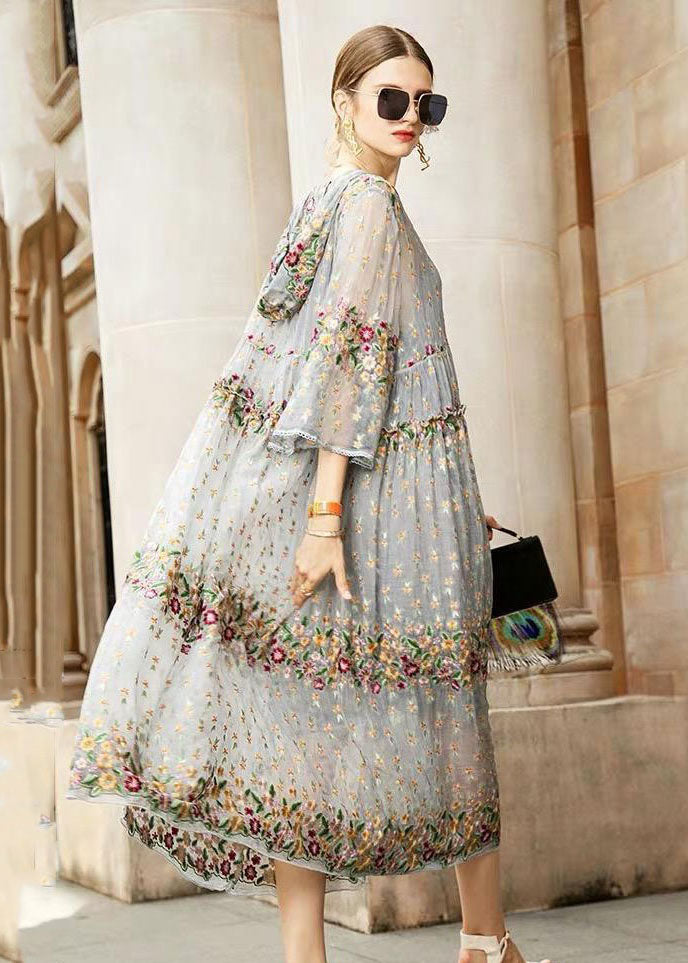 Boutique | Grey V Neck Embroideried Lace Tulle Dresses Two Pieces Set Spring