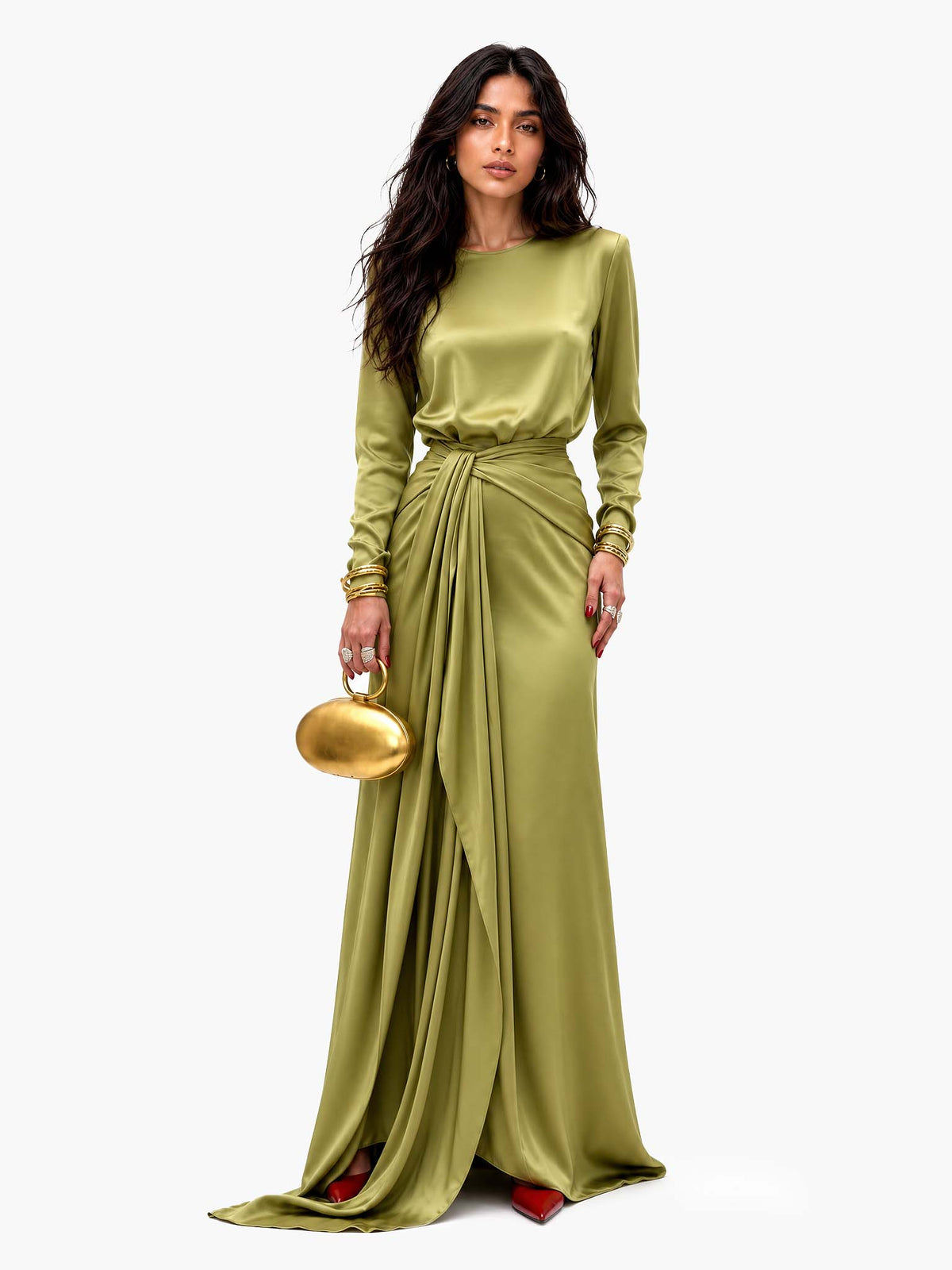 Cassandra | Draped Satin Maxi Dress