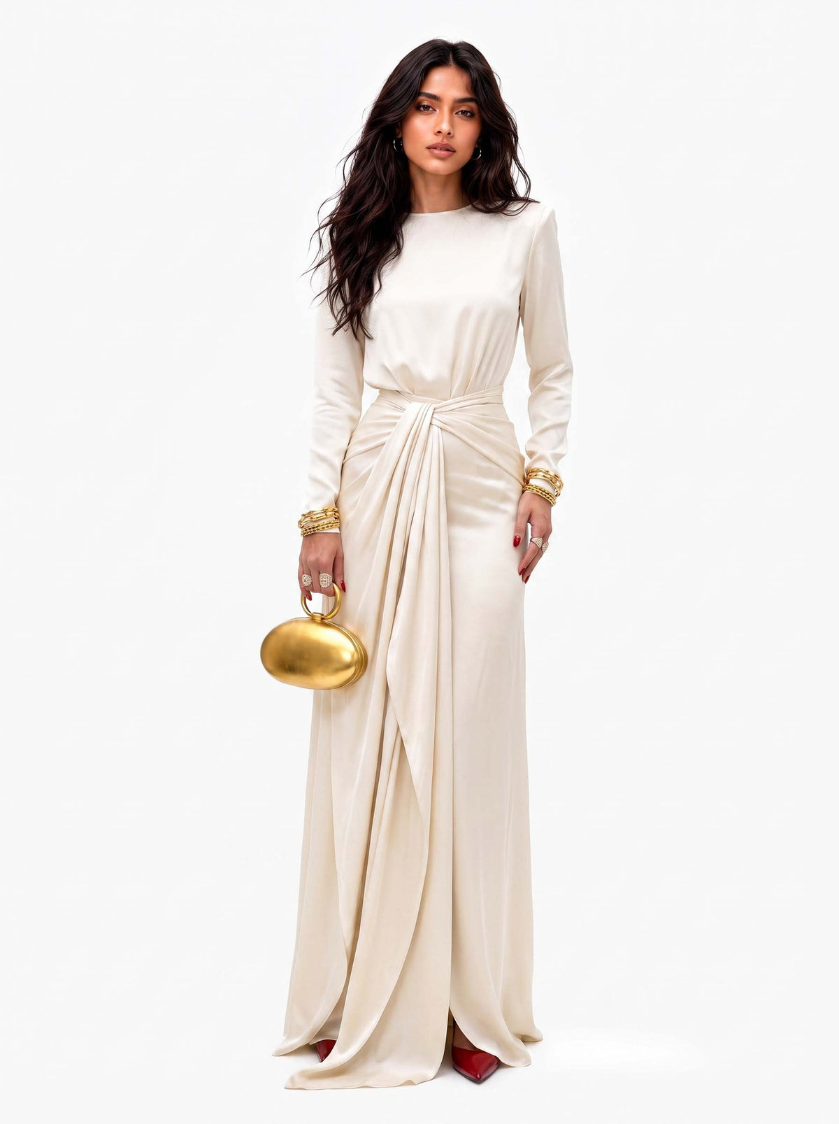 Cassandra | Draped Satin Maxi Dress
