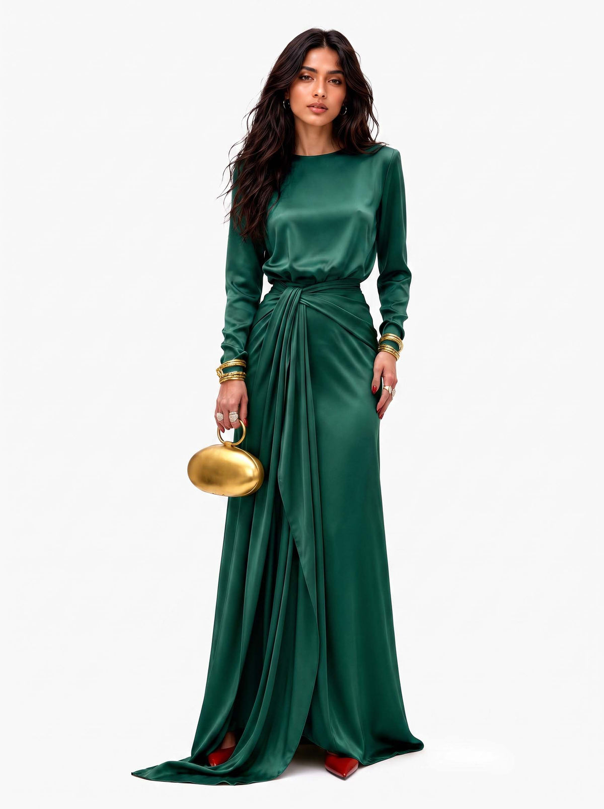 Cassandra | Draped Satin Maxi Dress