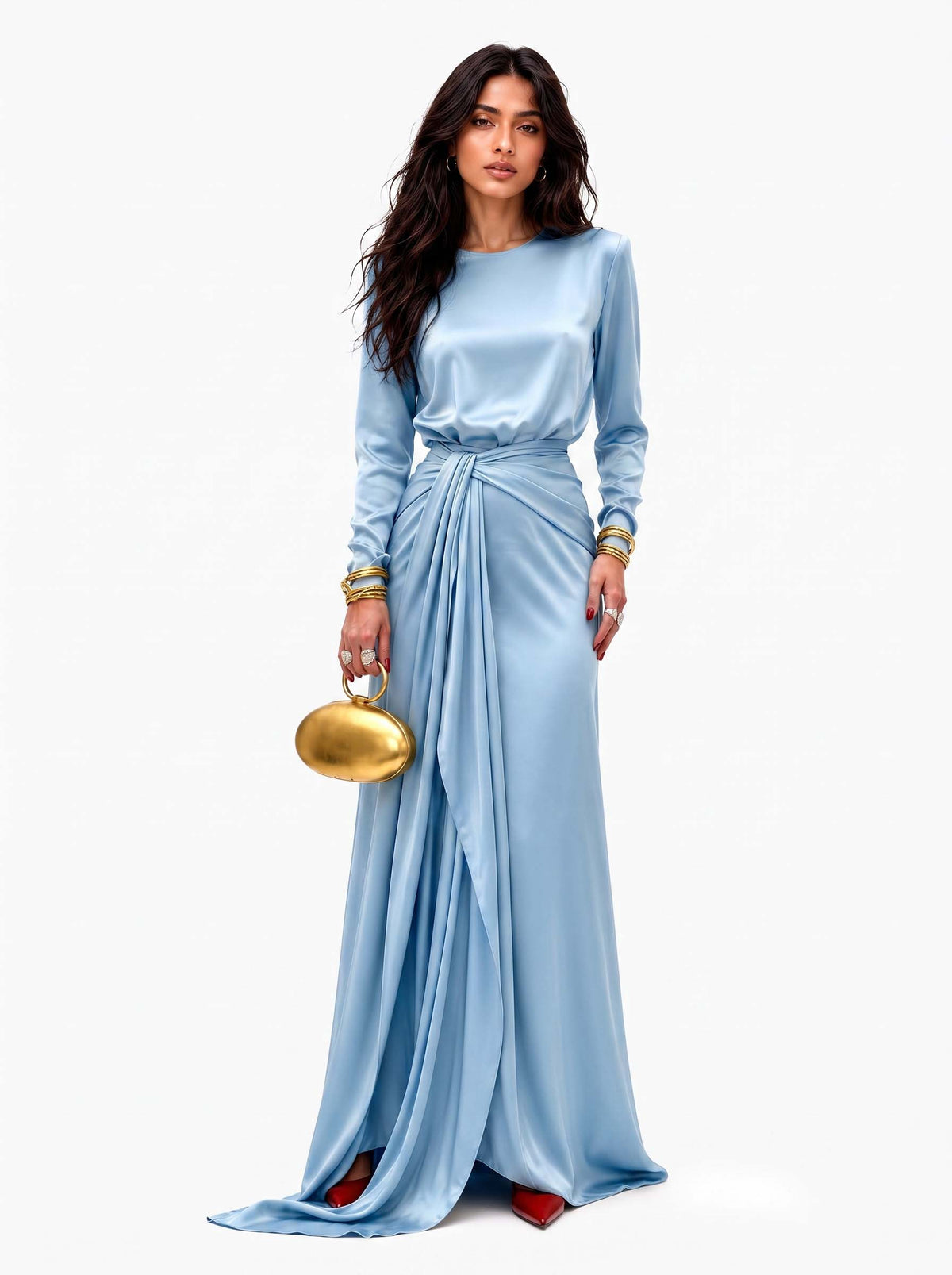 Cassandra | Draped Satin Maxi Dress