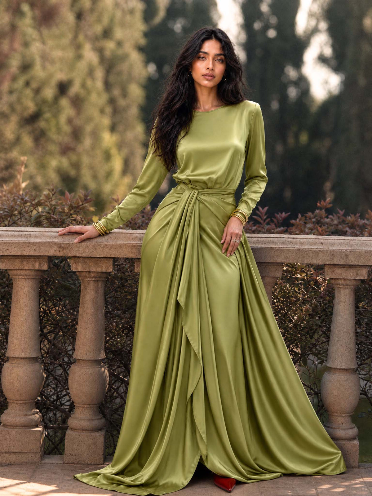 Cassandra | Draped Satin Maxi Dress