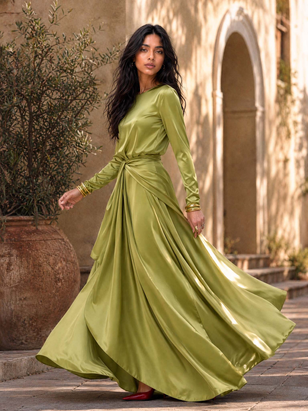 Cassandra | Draped Satin Maxi Dress