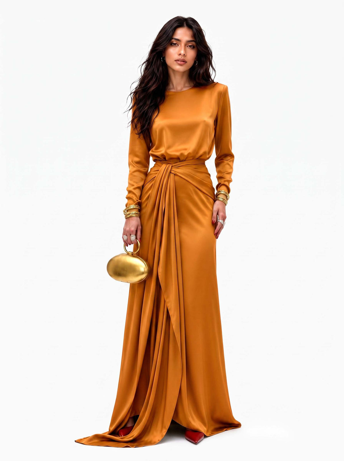 Cassandra | Draped Satin Maxi Dress