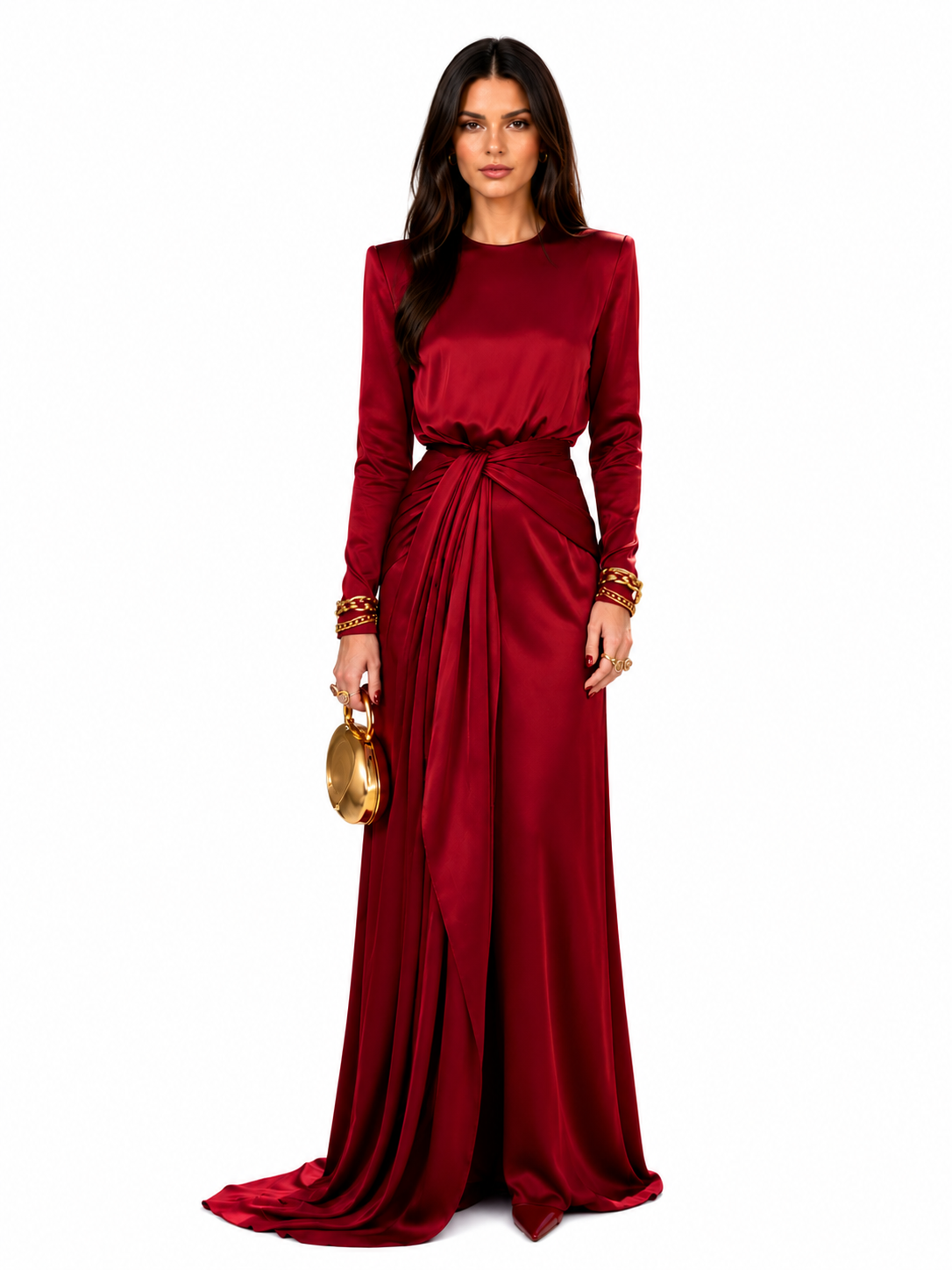 Cassandra | Draped Satin Maxi Dress