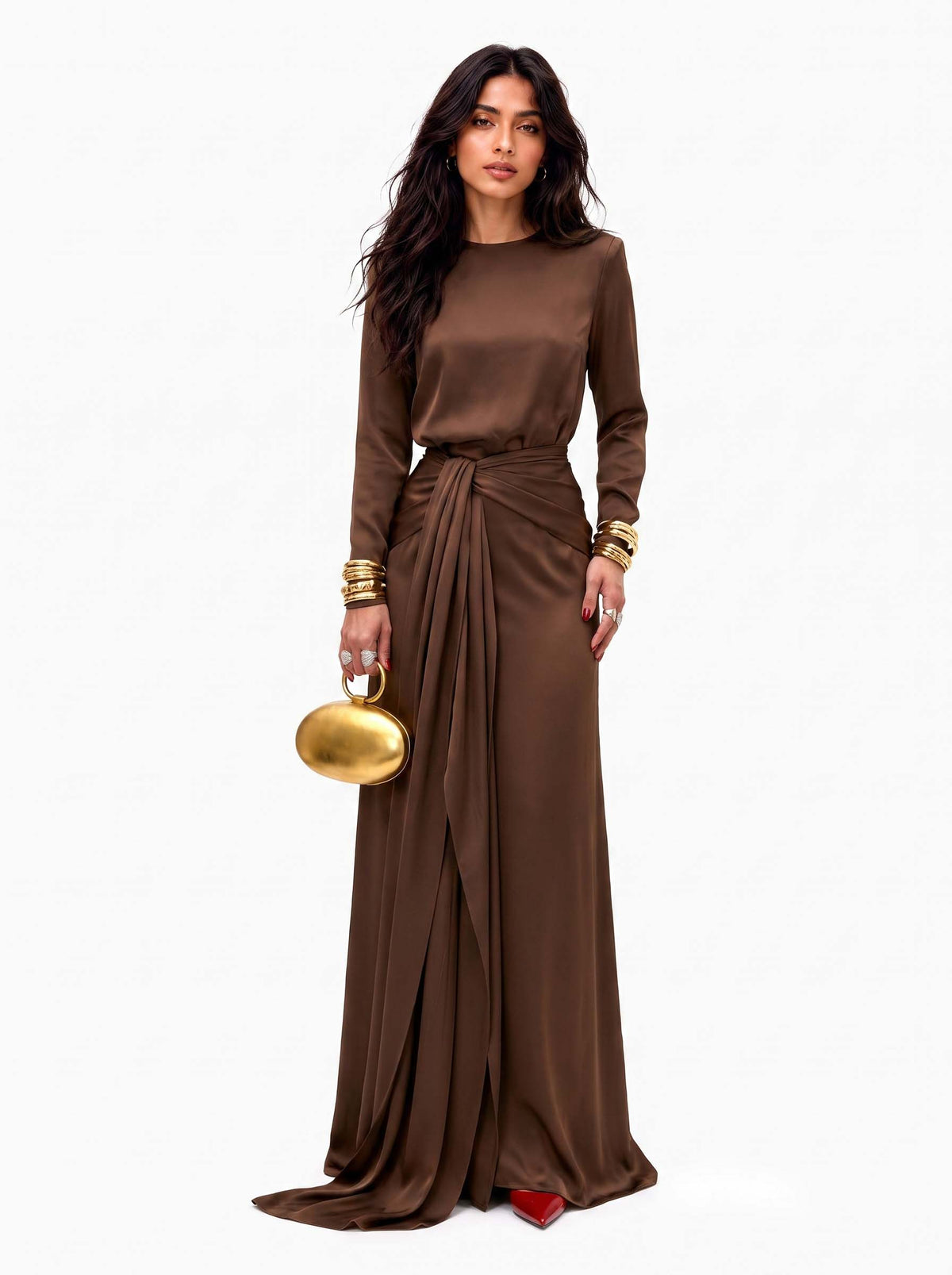 Cassandra | Draped Satin Maxi Dress