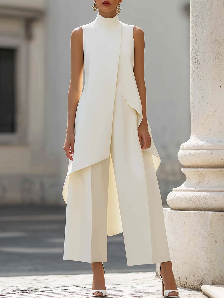 Catalina | High-Neck Top and Palazzo Trousers Two-Piece Set