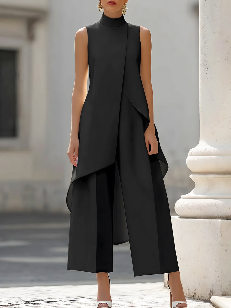 Catalina | High-Neck Top and Palazzo Trousers Two-Piece Set