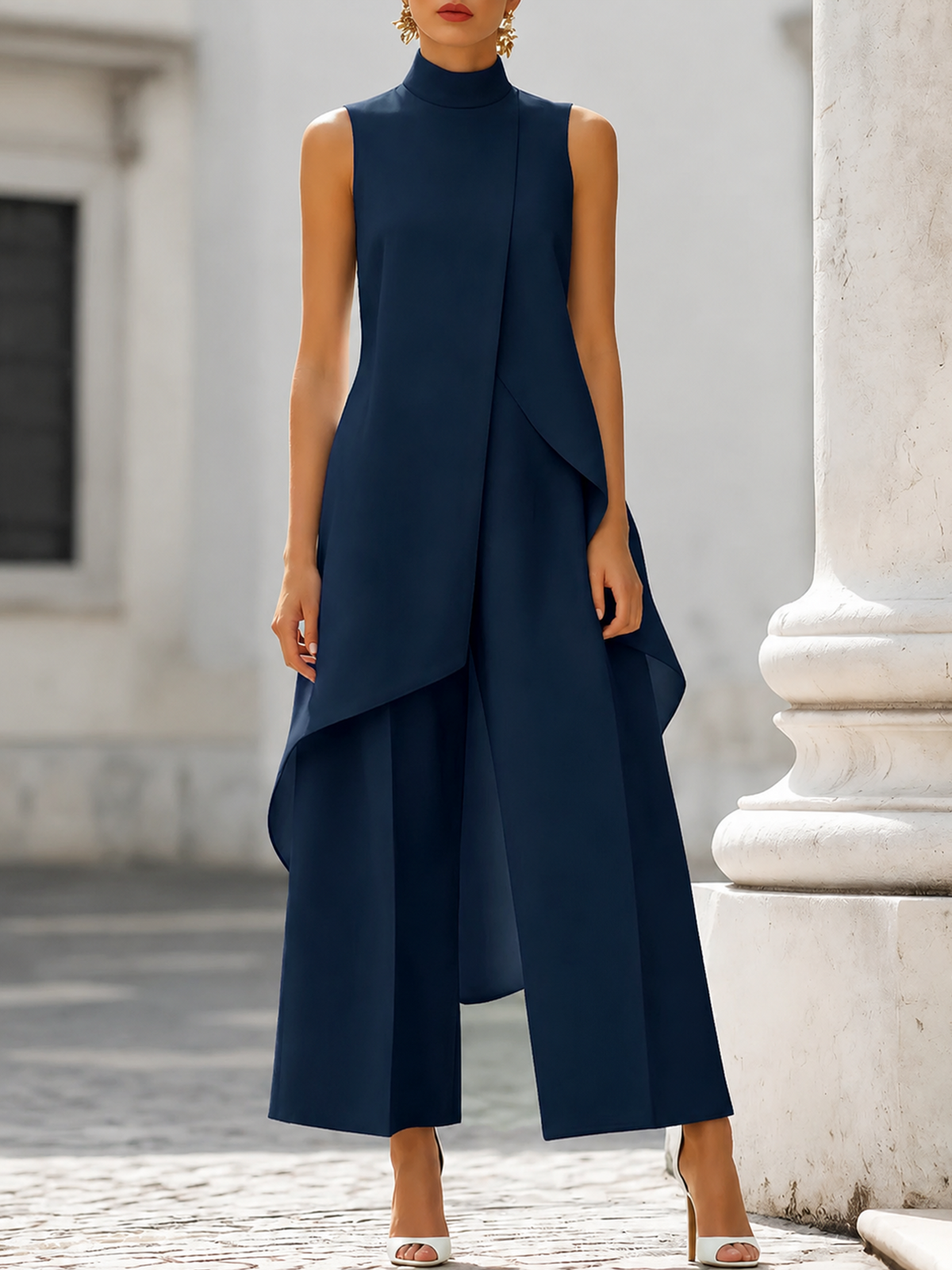 Catalina | High-Neck Top and Palazzo Trousers Two-Piece Set