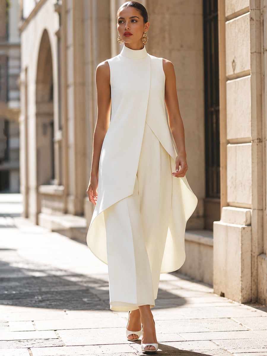 Catalina | High-Neck Top and Palazzo Trousers Two-Piece Set
