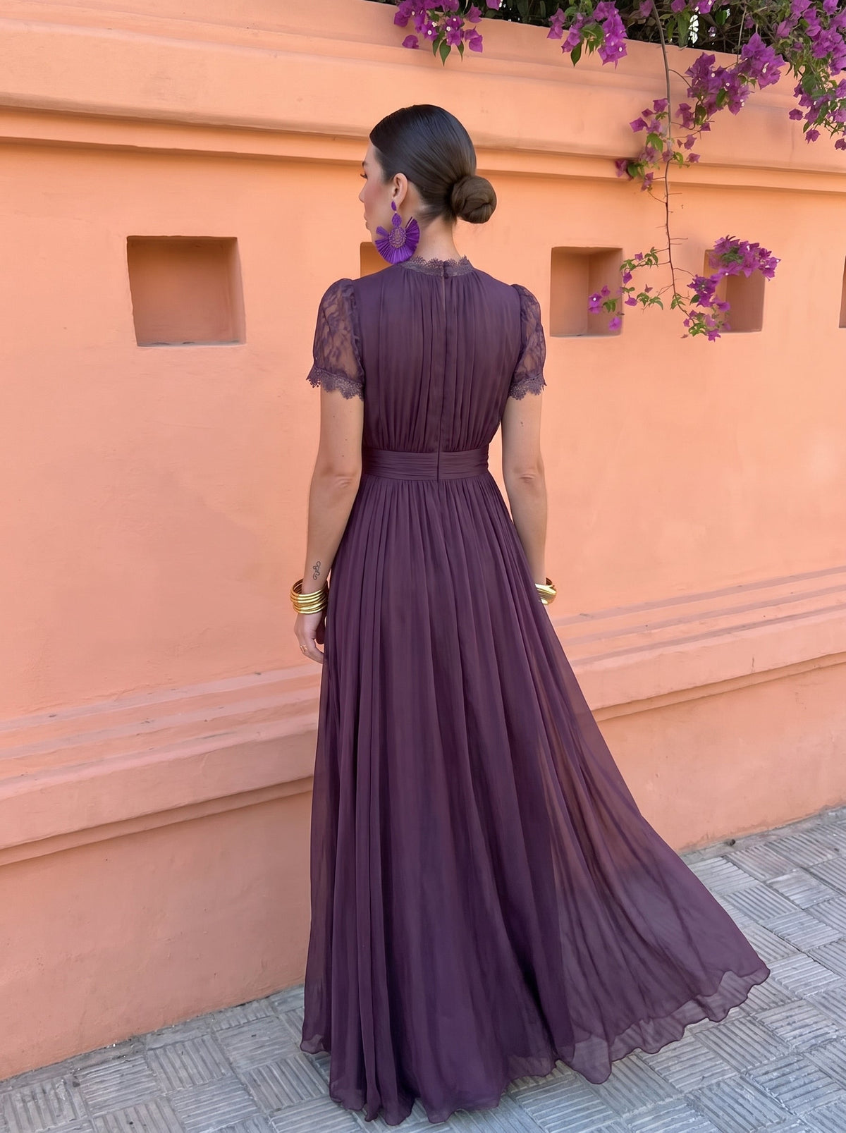 Cayetana | High-Neck Chiffon Maxi Dress