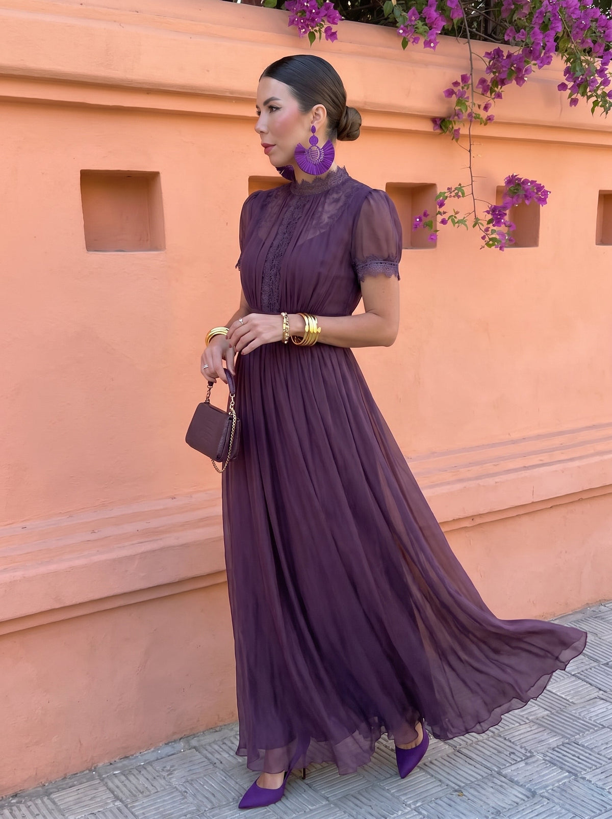 Cayetana | High-Neck Chiffon Maxi Dress